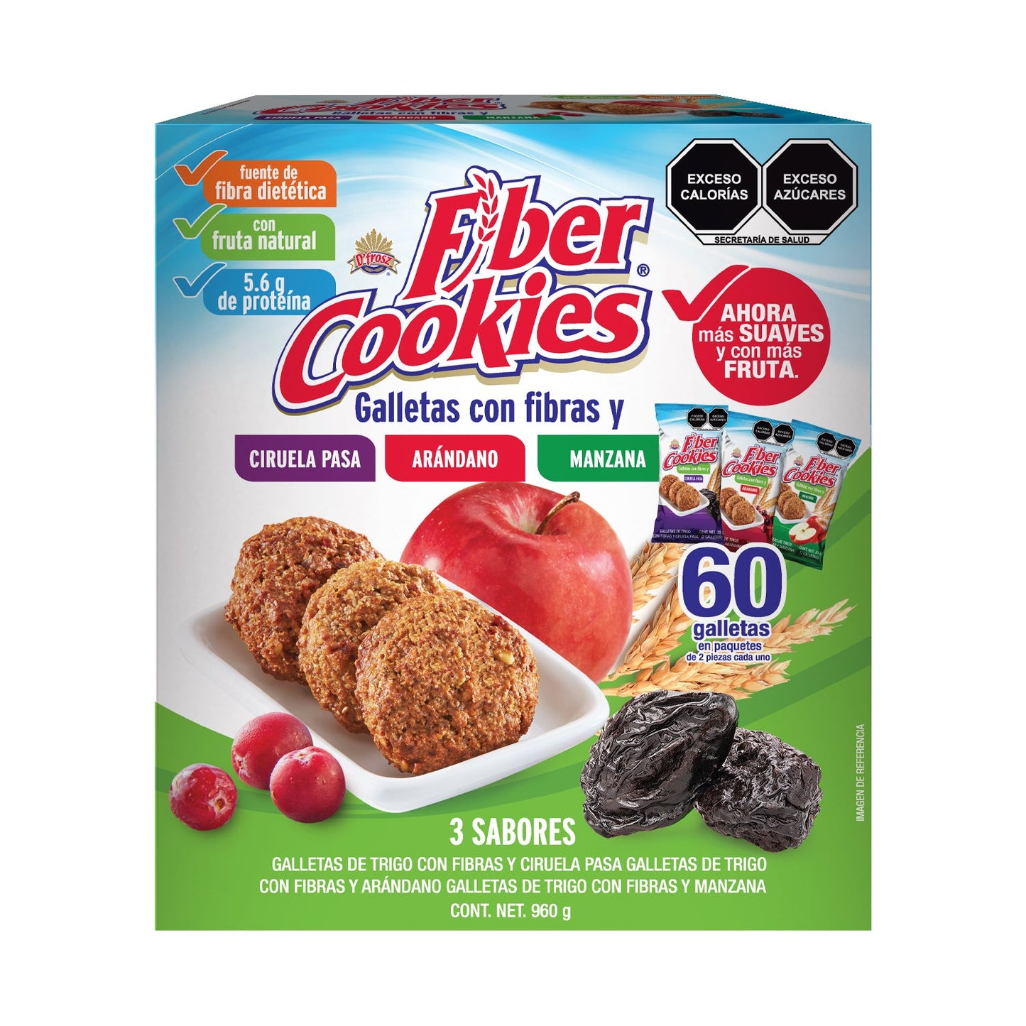 Fiber Cookies 3 sabores 960g