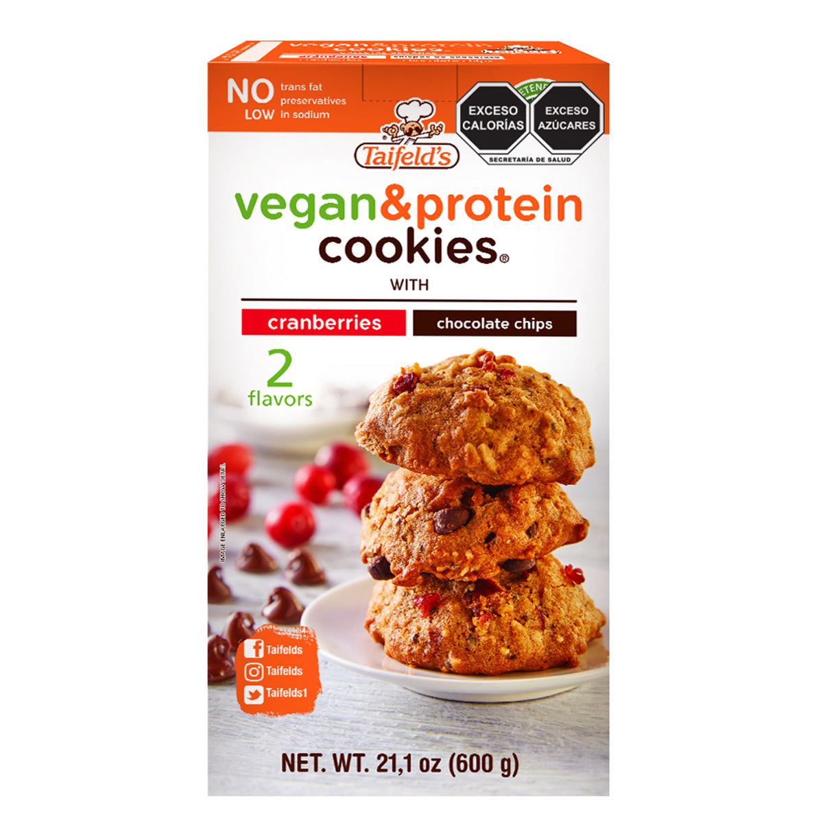 Vegan & Protein Cookies con Arándanos / Chispas de Chocolate